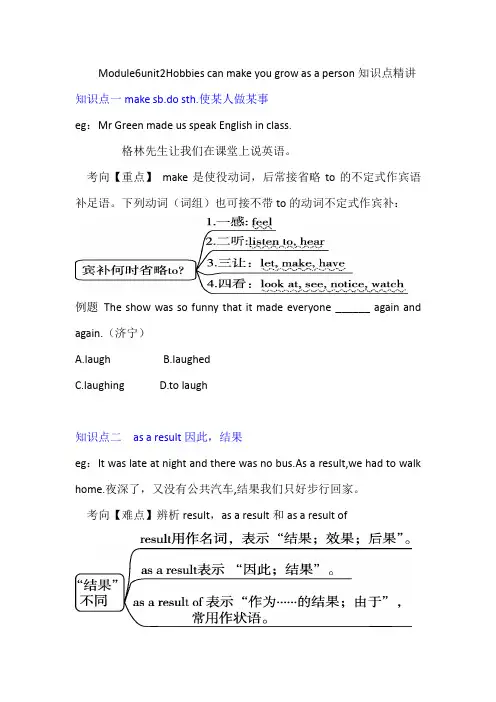 外研社八年级下册：M6 U2 Hobbies can make you grow as a person知识精讲
