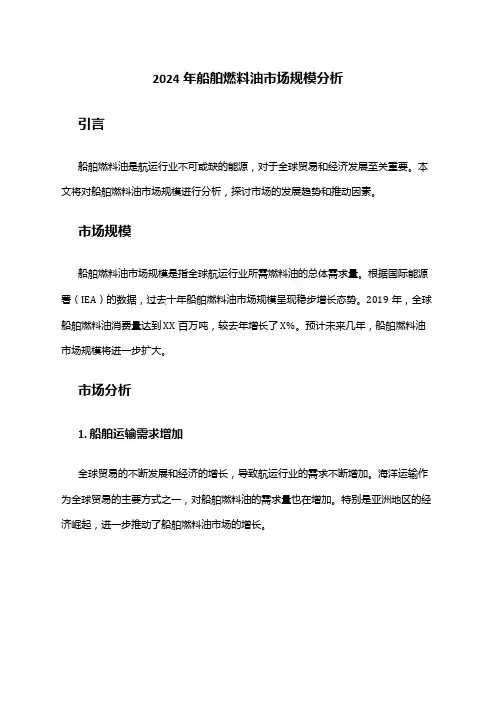 2024年船舶燃料油市场规模分析