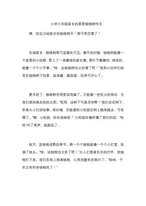 小学三年级家乡的美景核桃树作文