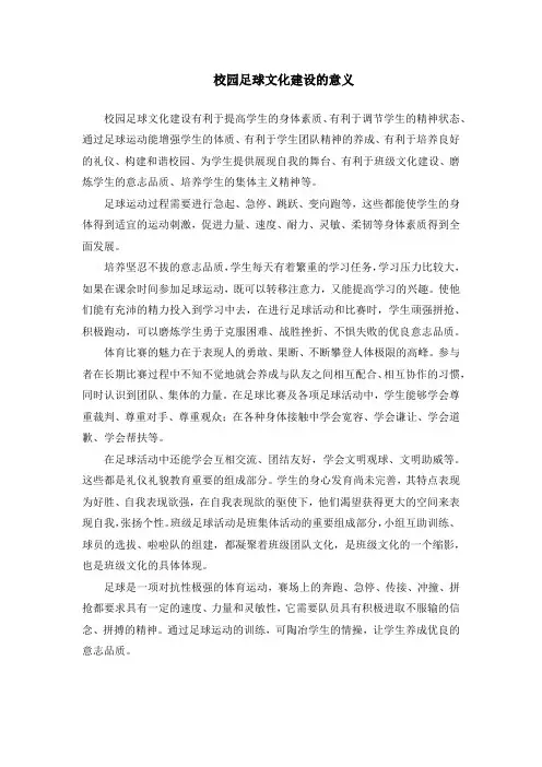 校园足球文化建设的意义