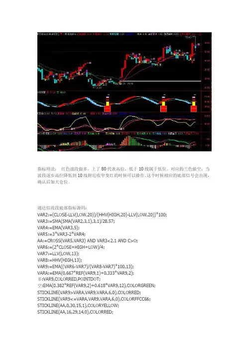 波段底部通达信指标公式源码