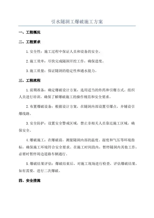 引水隧洞工爆破施工方案