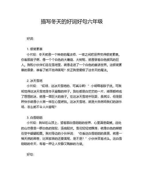 描写冬天的好词好句六年级