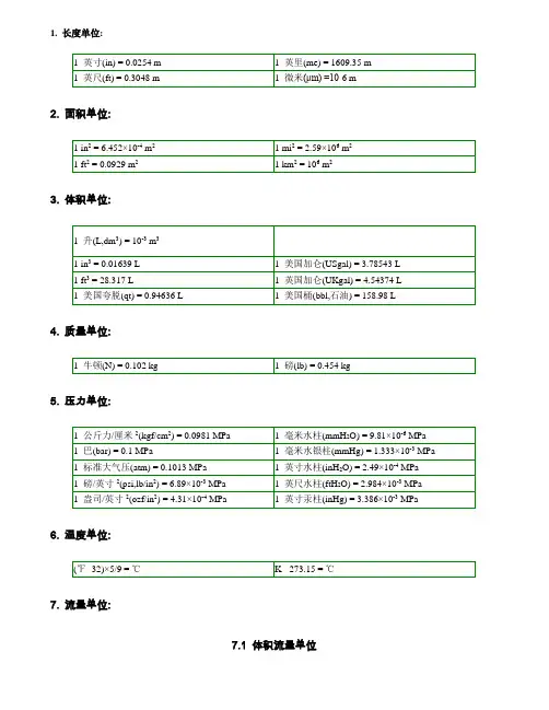 常用计量单位及其换算