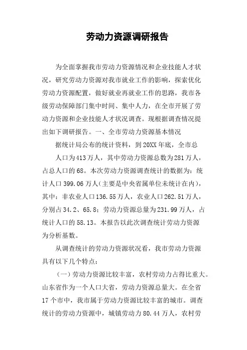 劳动力资源调研报告