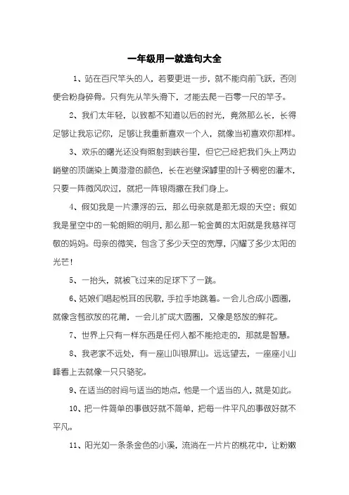 一年级用一就造句大全