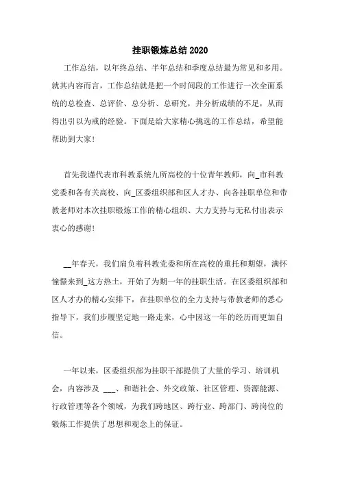 挂职锻炼总结2020