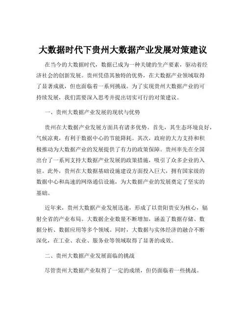 大数据时代下贵州大数据产业发展对策建议
