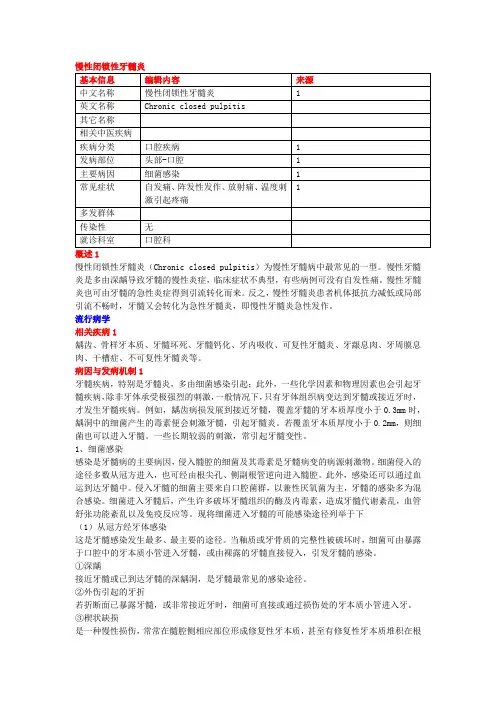 慢性闭锁性牙髓炎