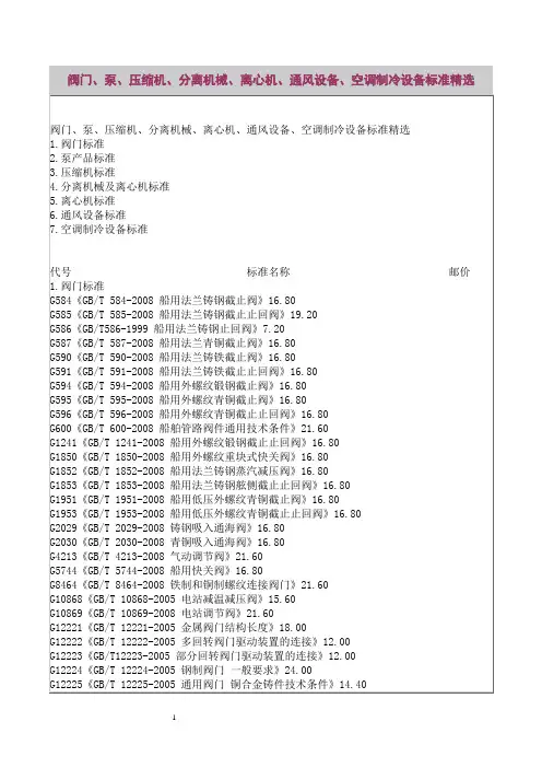阀门规范目录 Microsoft Word 文档 (2)