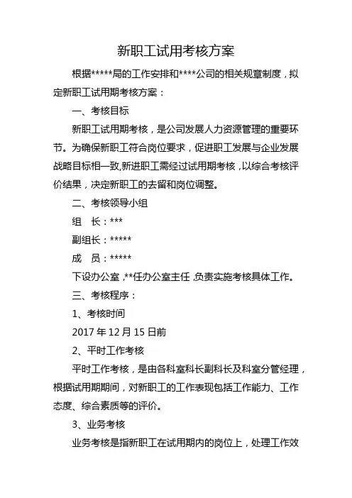 新职工试用考核方案