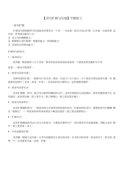 语文中高考【语句扩展与压缩】专题复习教学案.docx