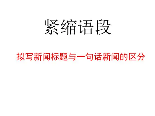 高考语文复习：压缩语段之(新闻标题、导语、一句话新闻、评论)+课件