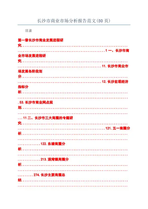 长沙市商业市场分析报告范文(80页)