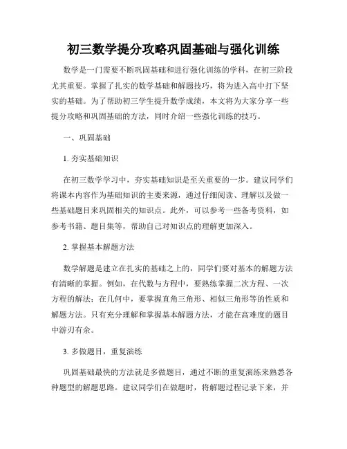 初三数学提分攻略巩固基础与强化训练