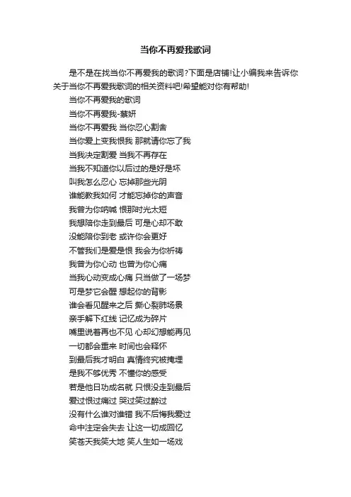 当你不再爱我歌词