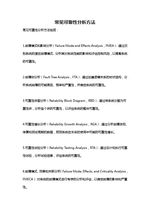 常见可靠性分析方法