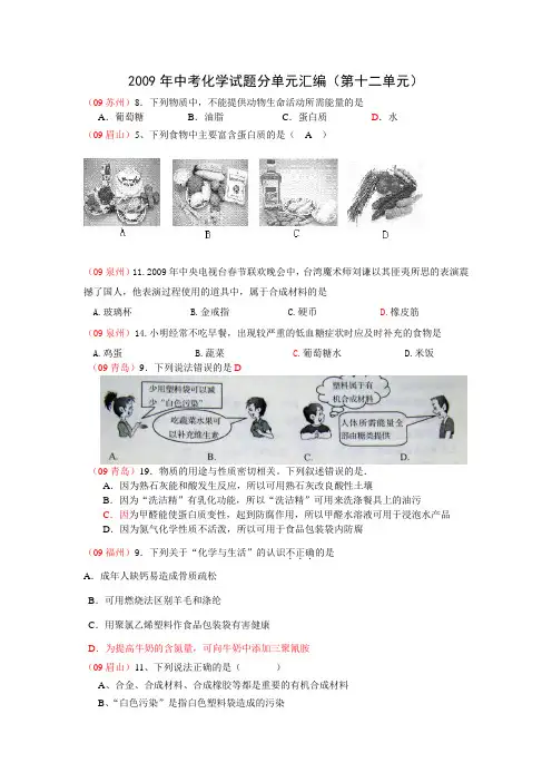 2009年中考化学试题分单元汇编(第十二单元)