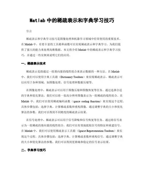 Matlab中的稀疏表示和字典学习技巧
