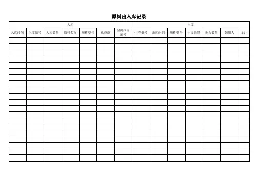 原料出入库等记录表
