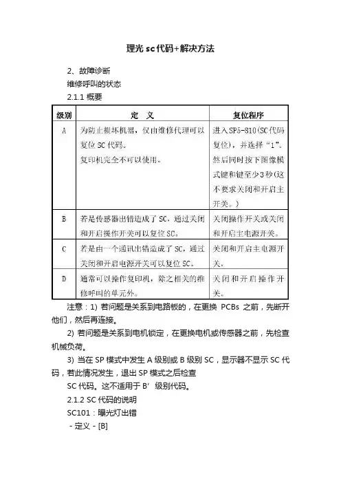 理光sc代码+解决方法