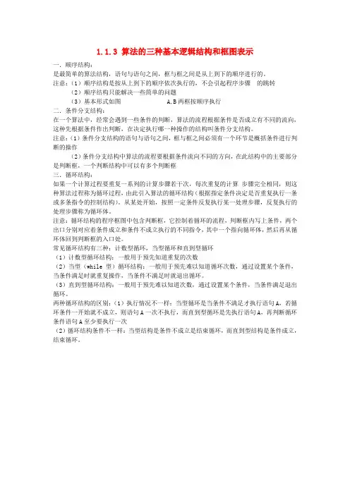 高中数学 第一章 算法初步 1.1.3 算法的三种基本逻辑结构和框图表示素材 新人教B版必修3