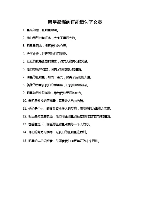 明星很燃的正能量句子文案