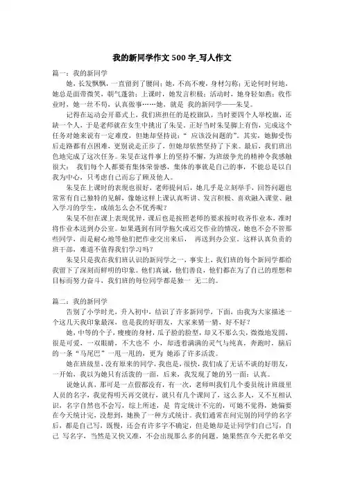 我的新同学作文500字_写人作文