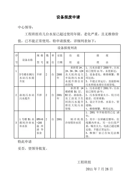 设备报废申请