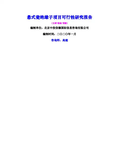悬式瓷绝缘子项目可行性研究报告