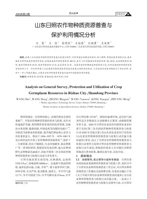 山东日照农作物种质资源普查与保护利用情况分析