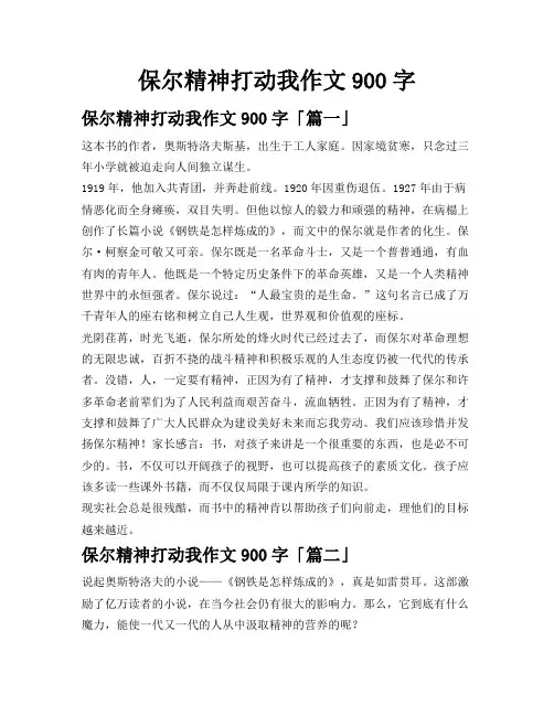 保尔精神打动我作文900字