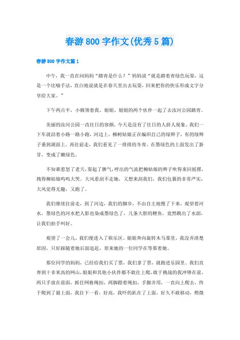 春游800字作文(优秀5篇)