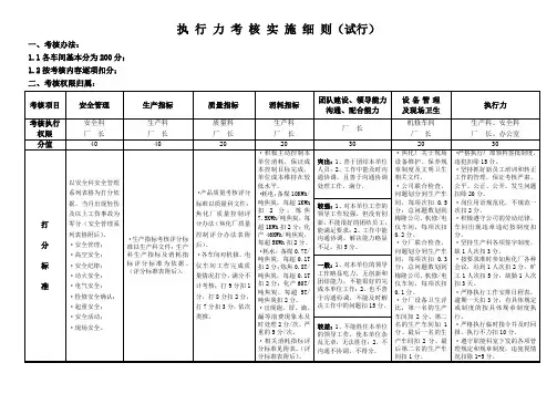 焦化厂执行力考核实施细则