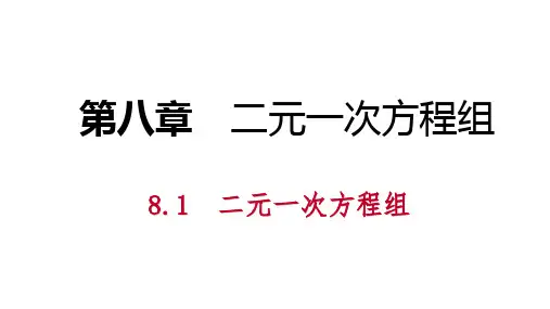 人教版七年级数学下册第八章二元一次方程组PPT复习课件