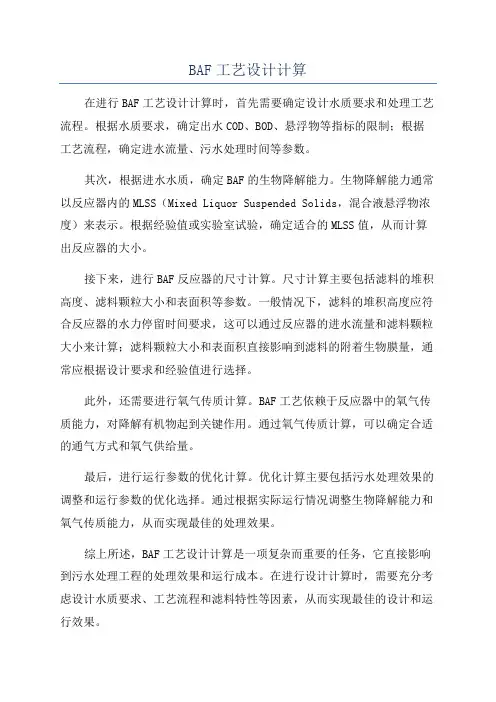 BAF工艺设计计算