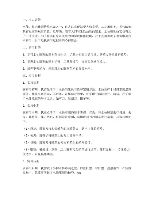 水仙雕刻技术实习报告
