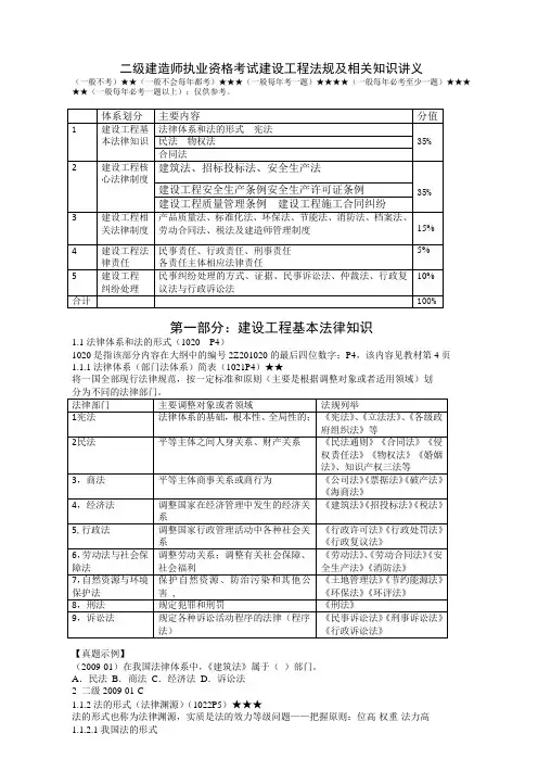 2016年二级建造师(建设工程法规及相关知识)重点笔记[1]概述