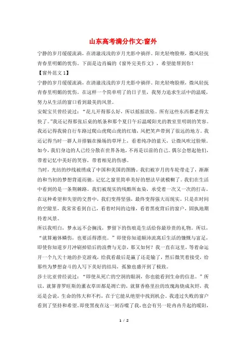 山东高考满分作文-窗外