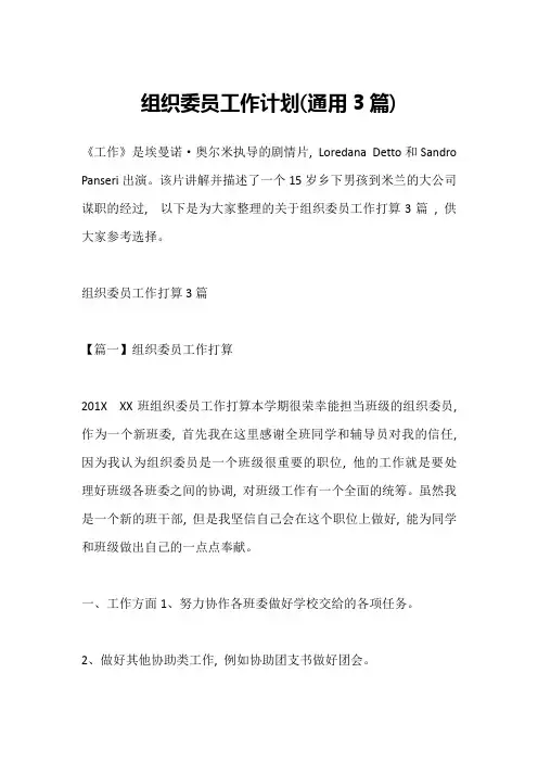 组织委员工作计划(通用3篇)_1