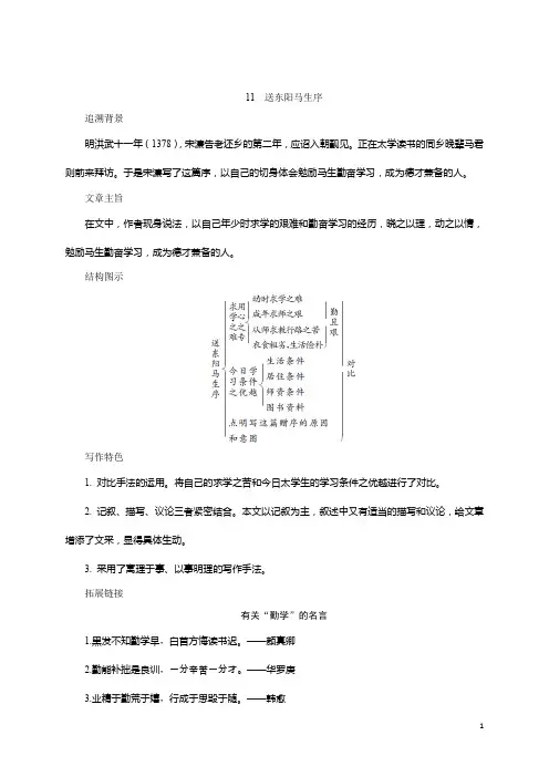 新人教部编版语文九年级下11 送东阳马生序同步练习