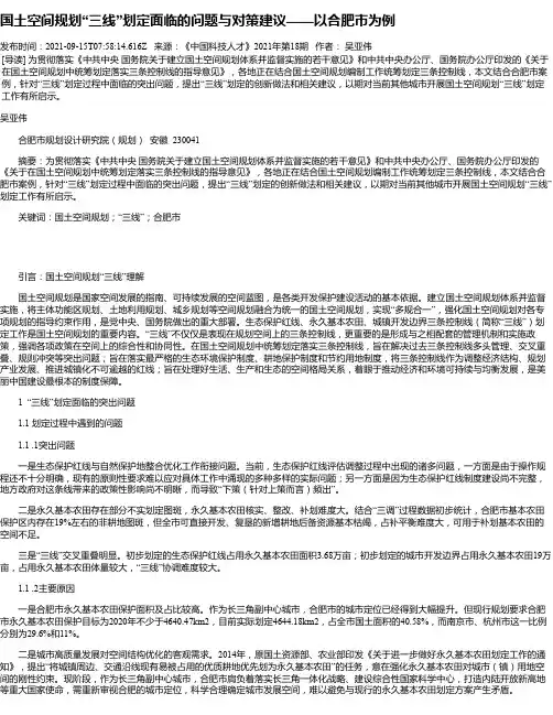国土空间规划“三线”划定面临的问题与对策建议——以合肥市为例
