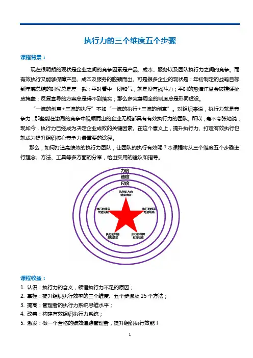 课程大纲《执行力的三个维度五个步骤》