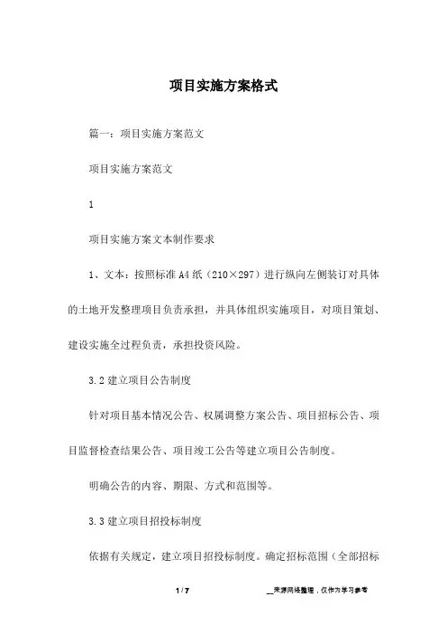 项目实施方案格式