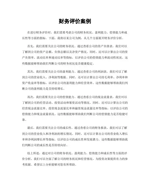 财务评价案例