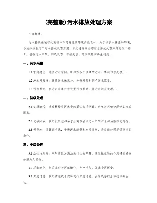 (完整版)污水排放处理方案