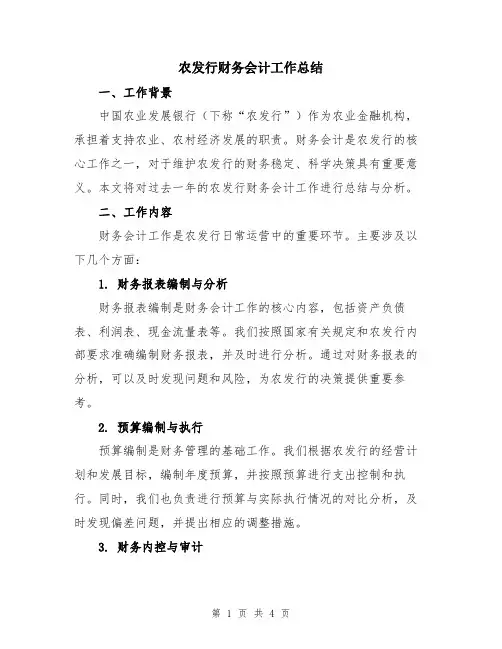 农发行财务会计工作总结