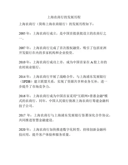 上海农商行的发展历程