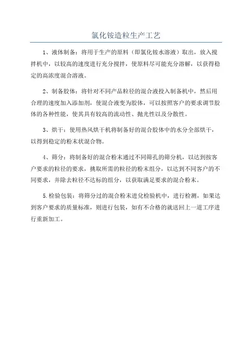 氯化铵造粒生产工艺