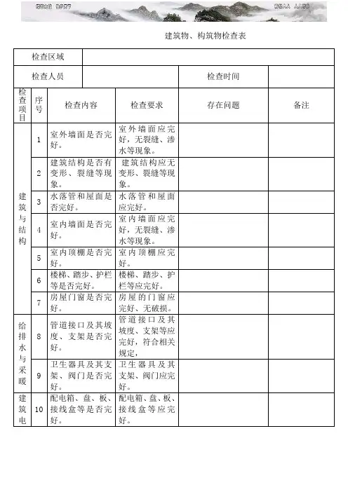 建筑物构筑物检查表